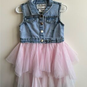 Rare Editions Blue Denim & tulle dress